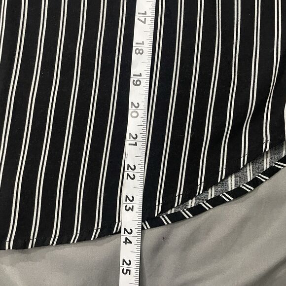 H&M divided Lace-Up Boho Nautical Shirt Blue Black Striped Size Medium 6 - Picture 6 of 9